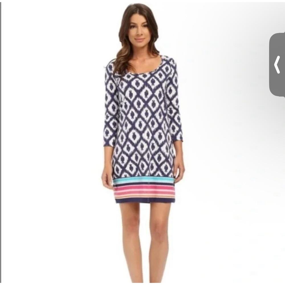 Lilly Pulitzer Beacon Cotton V Neck Long Sleeve Shift Dress Size XXS Lightweight
